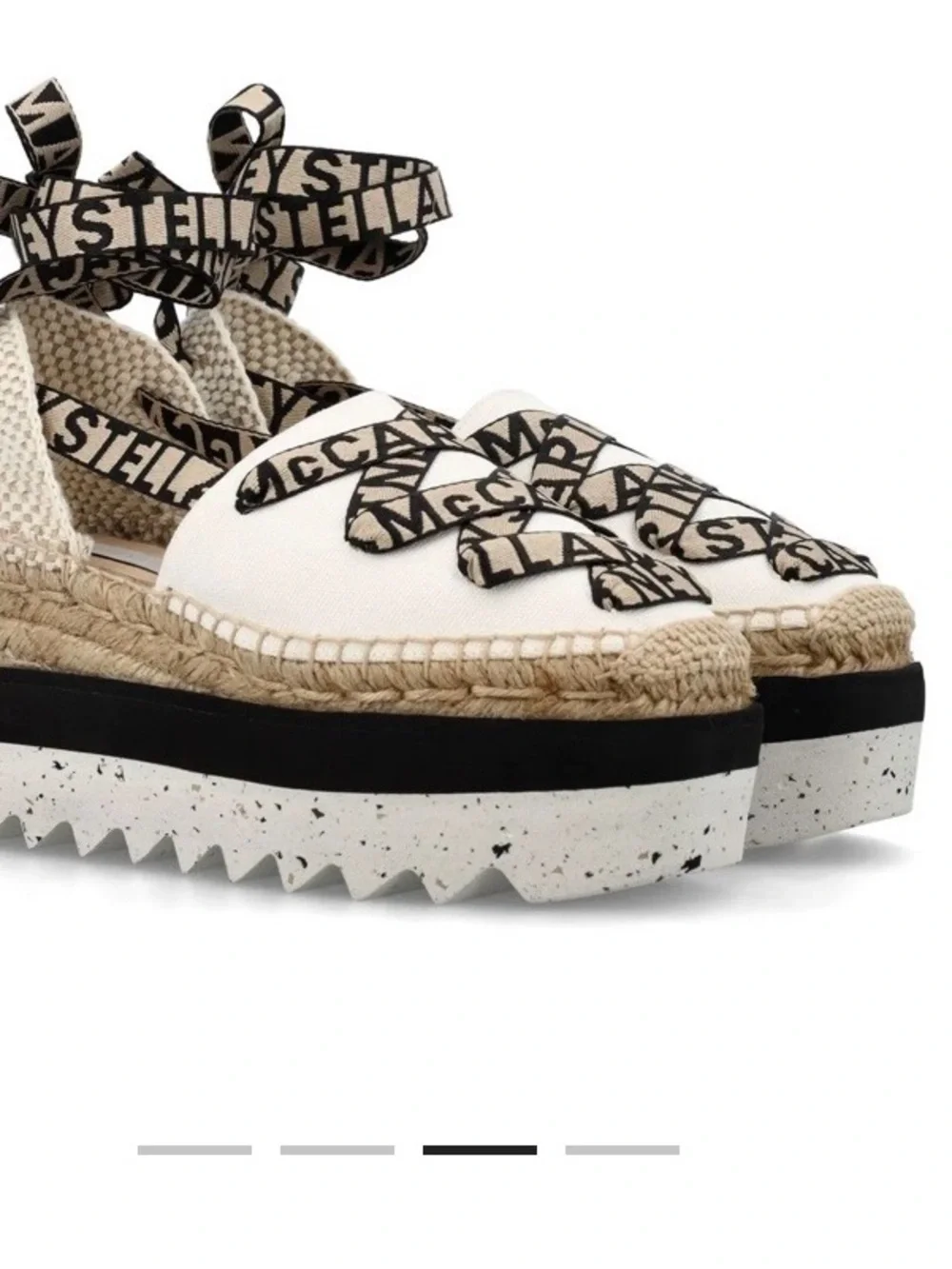Stella McCartney Cream Platform Espadrille Sandals with Logo Ribbon